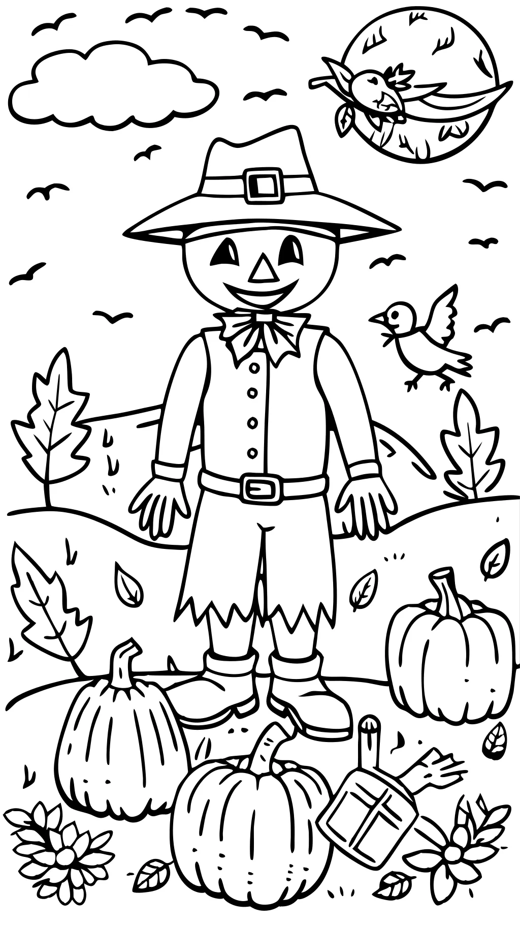 coloring page scarecrow